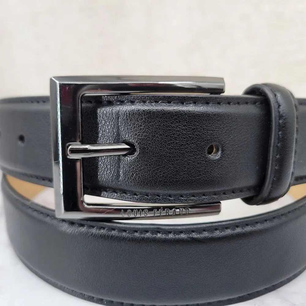 Louis Feraud Paris Classic Black Leather Belt